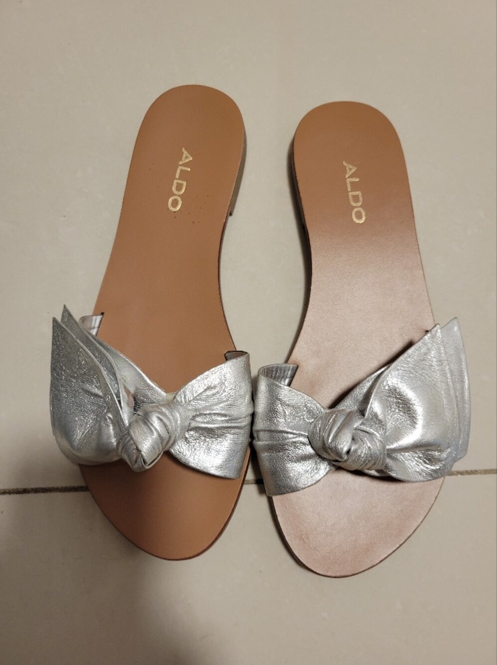 Aldo Silver Knot Slide Mules